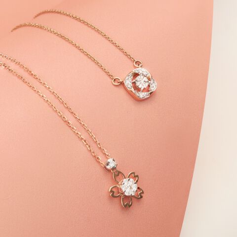 Rose Gold Tanishq Gold Pendant Set With Earrings Mia By Tanishq
