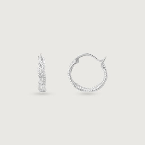 Braided Luster Silver Hoop Earrings