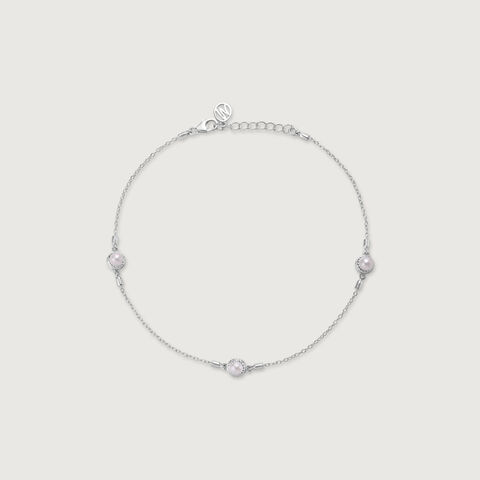 Pearl Kissed Silver Anklet