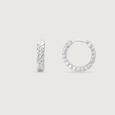 Textured Halo Silver Hoop Earrings,,hi-res view 4