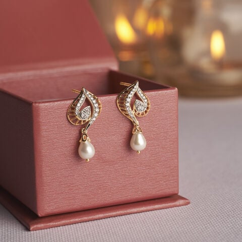 Radiant Diya Pearl Diamond Drop Earrings