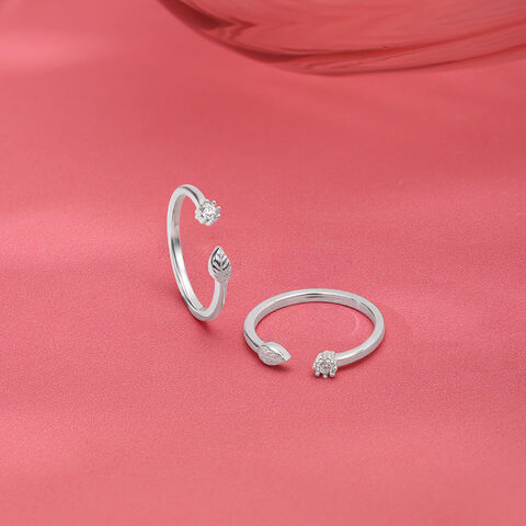 Nature Bloom Silver Toe Rings