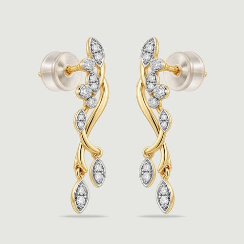Serene Floating Diya Diamond Drop Earrings