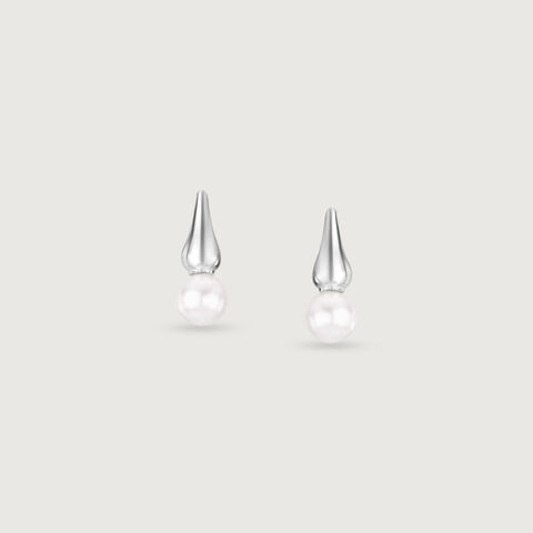 Pearl Bloom Silver Stud Earrings