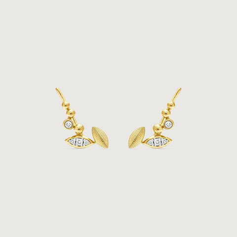 Playful Leaf Diamond Ear Cuff