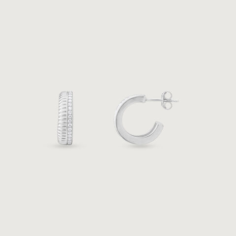 Linear Spark Silver Hoop Earrings