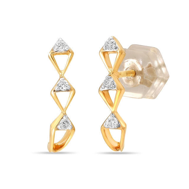 14KT Yellow Gold Endless Horizon Diamond Stud Earrings,,hi-res image number null