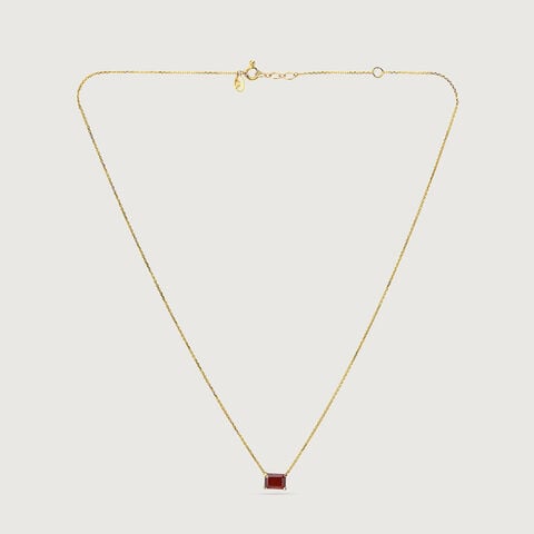 Bold Linear Red Garnet Gold Necklace