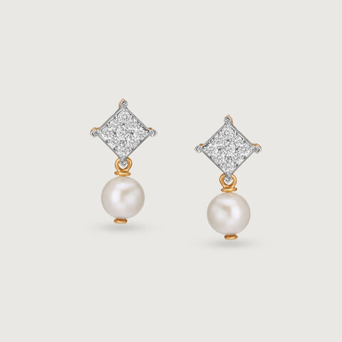 Ivory Charm Diamond & Gold Stud Earrings
