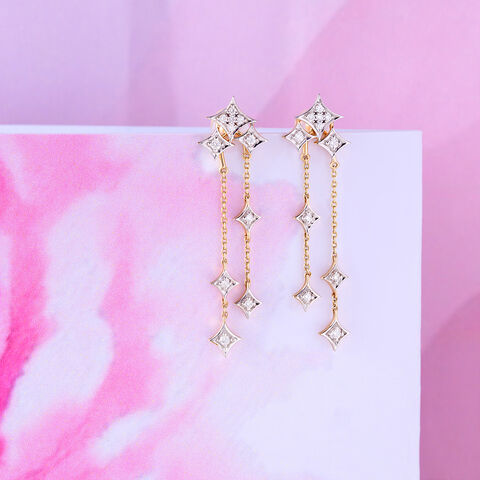 Starlit Cascade Diamond Drop Earrings