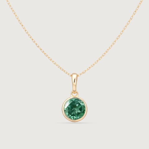 Sleek Contemporary Emerald Gold Pendant