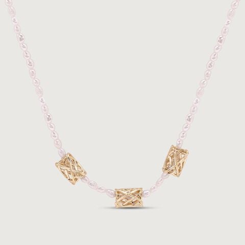 Golden Lattice Pearl Chain