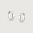 Textured Halo Silver Hoop Earrings,,hi-res view 3