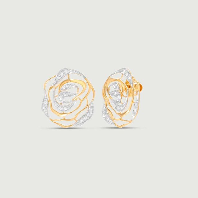 Elegant Swirl Diamond Stud Earrings,,hi-res image number null