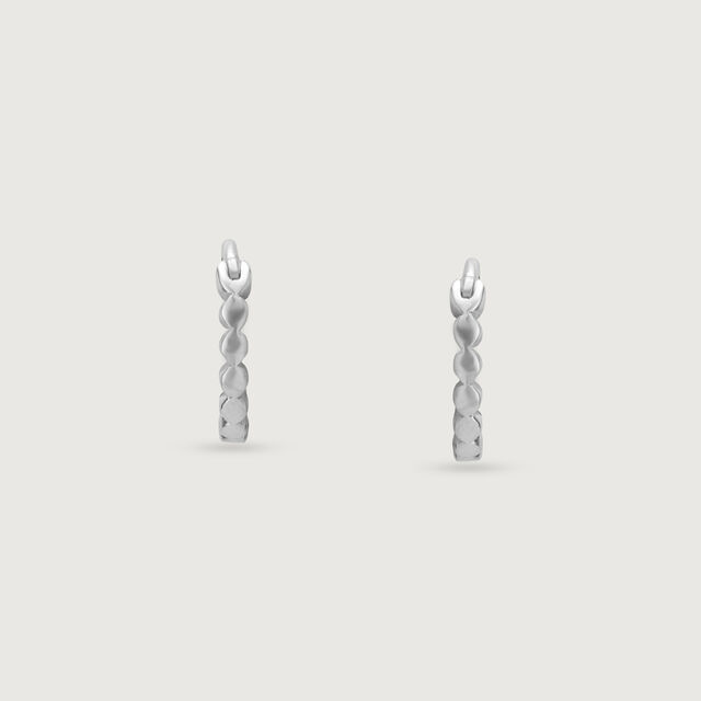 Sculpted Gleam Silver Hoop Earrings,,hi-res image number null