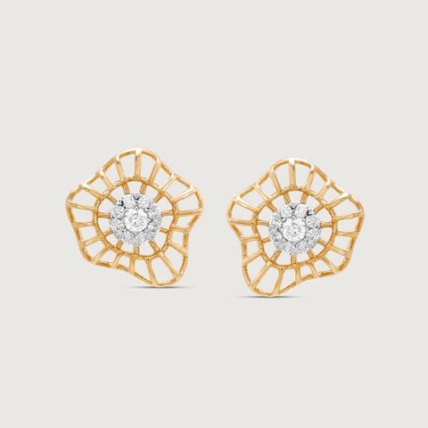 Gleaming Blossom Diamond Stud Earrings