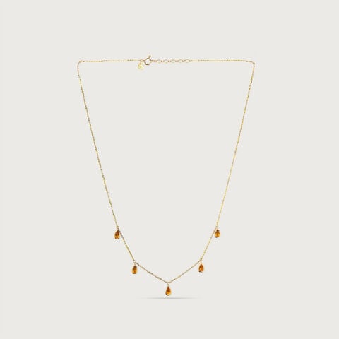 Warm Radiant Dark Citrine Gold Necklace