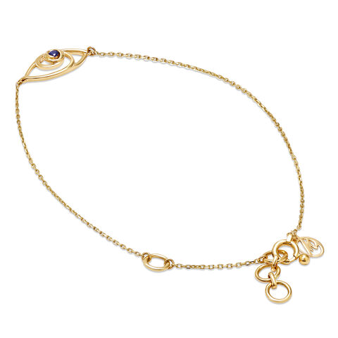 14KT Yellow Gold Wavy Evil Eye Bracelet