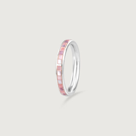 Playful Pastel Mother of Pearl Silver Ring