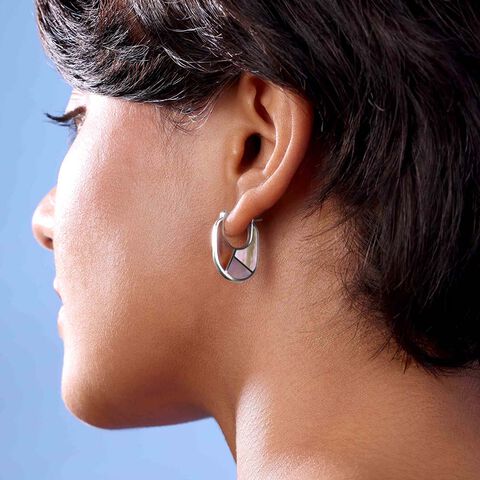 Playful Pastel Mother of Pearl Silver Hoop Earrings