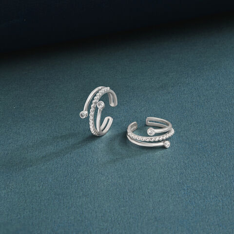 Radiant Flow Silver Toe Rings