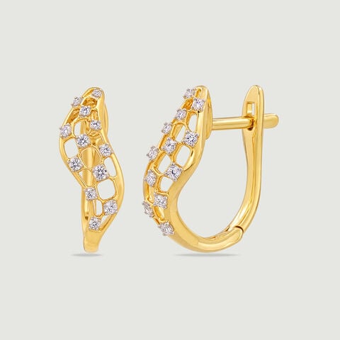 Edgy Checkered Diamond Hoop Earrings