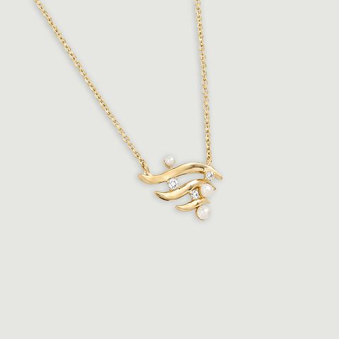 Fluid Luminous Pearl Gold Necklace