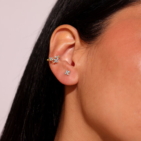 Floral Quilt Diamond Ear Cuff