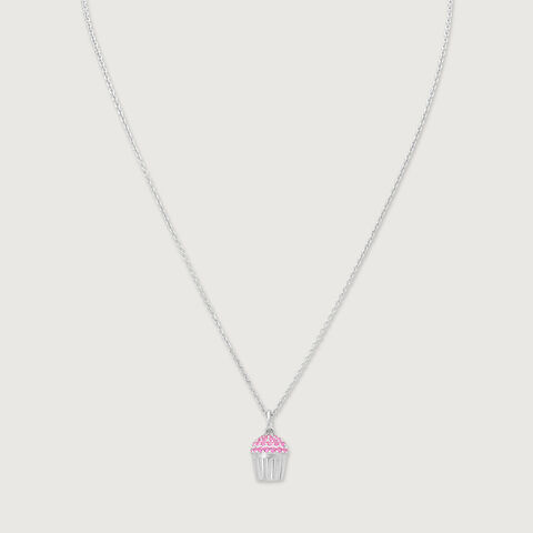 Bubbly Cupcake Silver Necklace