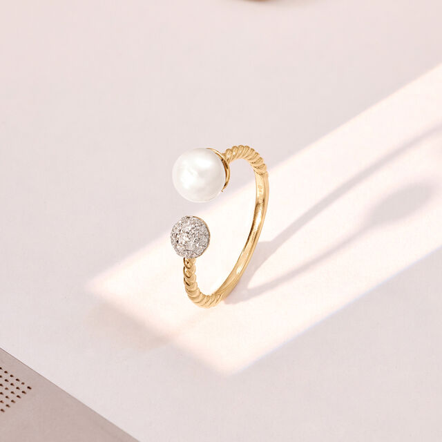 Romantic Contrasting Pearl Diamond Ring,,hi-res image number null