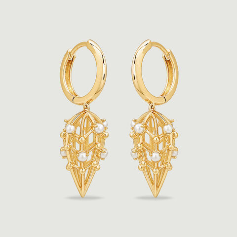 Graceful Pearl Gold Drop Earrings