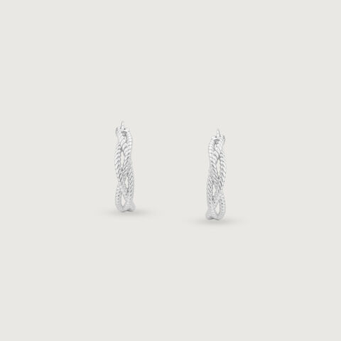 Braided Luster Silver Hoop Earrings