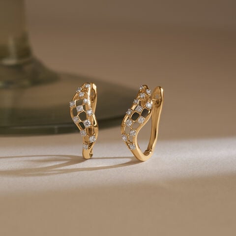 Edgy Checkered Diamond Hoop Earrings