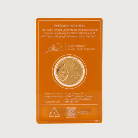 10 gm 24 Karat Tulsi Leaf Gold Coin (9999 Purity)