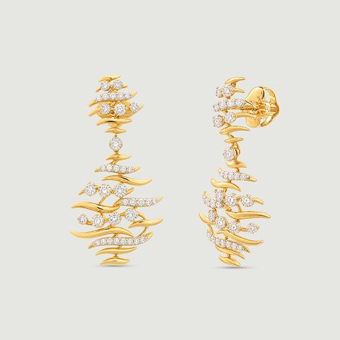 Floating Diyas Diamond Drop Earrings