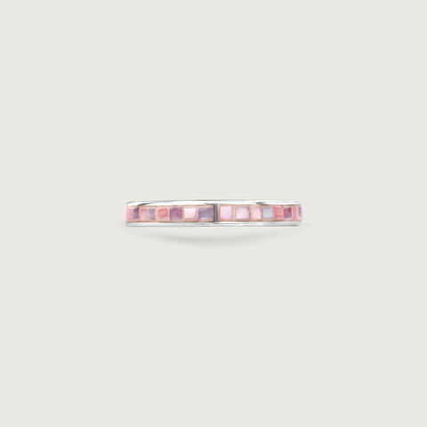 Playful Pastel Mother of Pearl Silver Ring