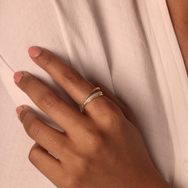 Twined Radiance 14 Kt Gold & Diamond Ring,,hi-res image number null