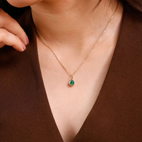 Sleek Contemporary Emerald Gold Pendant