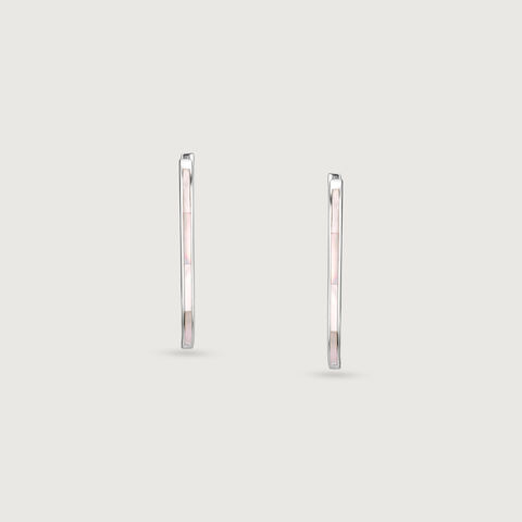 Subtle Geometric Mother of Pearl Silver Hoop Earrings