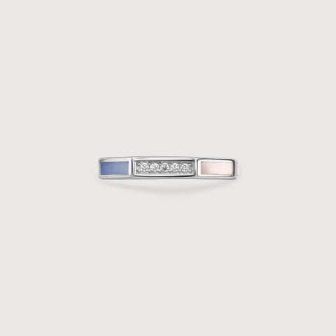 Playful Geometric Opal Silver Ring