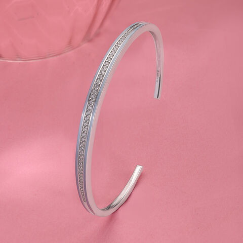 Sleek Sparkling Silver Bangle