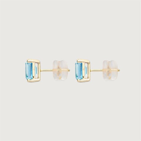 Chic Structured Blue Topaz Gold Stud Earrings