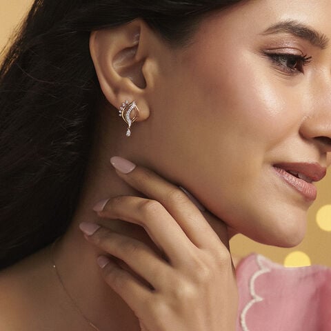Rippled Glow Diamond Drop Earrings