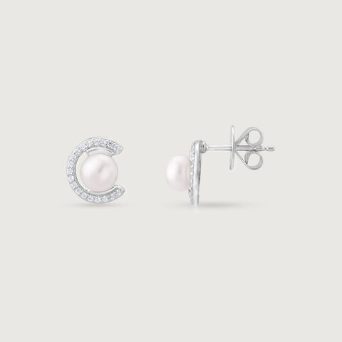 Dainty Crescent Silver Stud Earrings