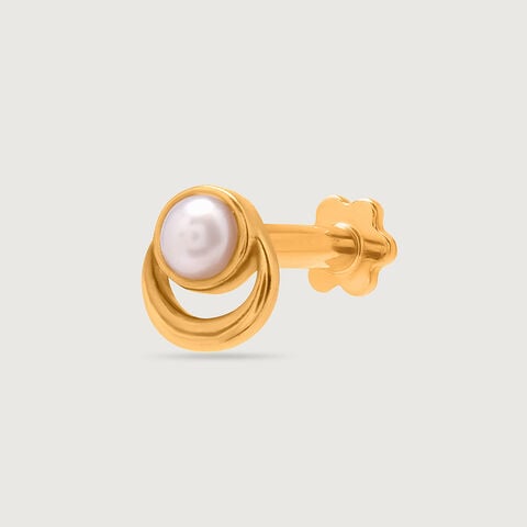 14KT Yellow Gold Pearl Nose Pin