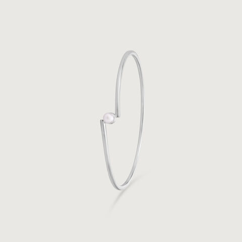 Minimal Glow Pearl Silver Bangle