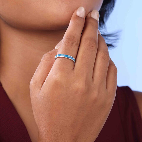 Vibrant Textured Mother of Pearl Silver Ring