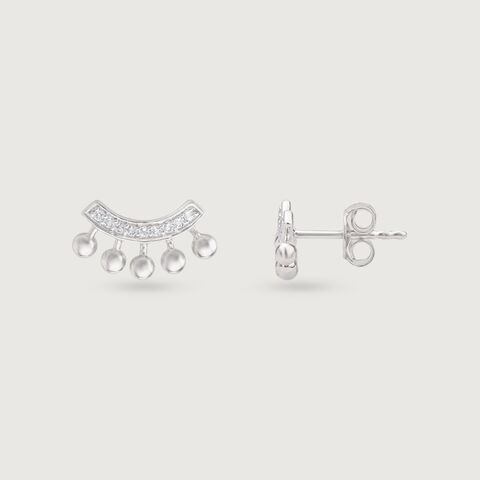 Gleaming Arc Silver Stud Earrings