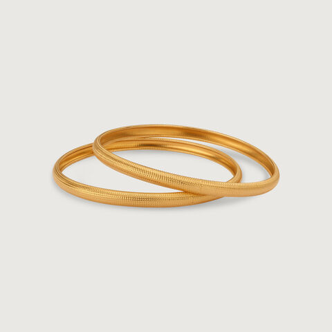 22KT Yellow Gold Minimal Textured Bangles