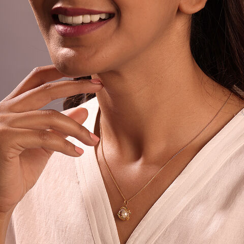 Floral Whispers 14 Kt Gold & Pearl Pendant